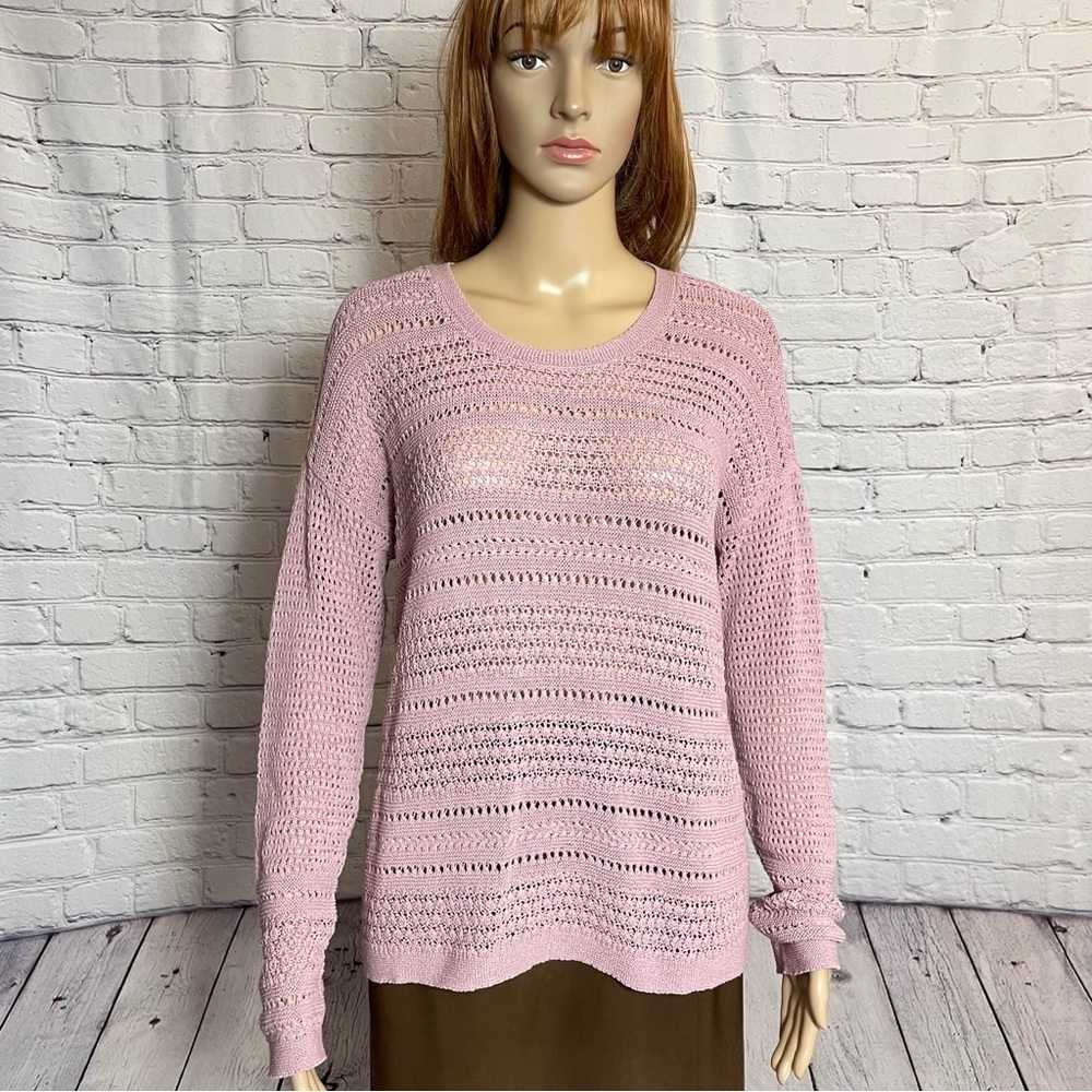 New J.Jill Dusty Rose Cotton Blend Knit Sweater Size XS